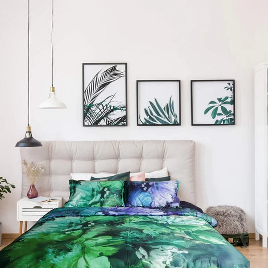 Florista Green & Blue Duvet Quilt Cover Set Premium Quality 100% Cotton