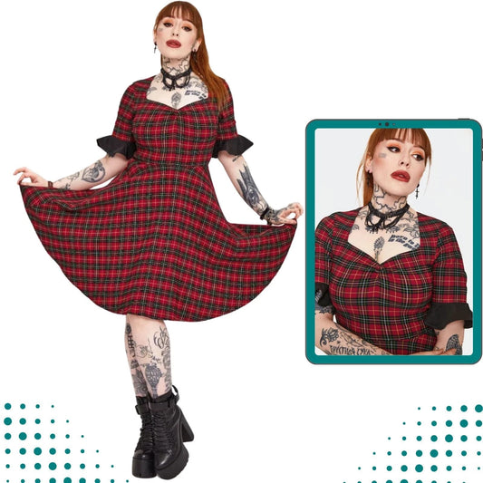 Tartan Midi Gothic Alternative Style Dress