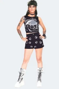 Snake Embroidered Denim Gothic Punk Style Shorts