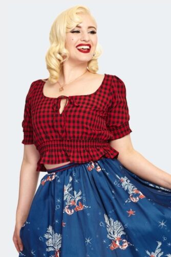 Sadie Red Gingham Retro Vintage style Top