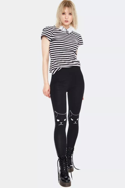 Gothic Kitty Printed Gothic Punk Leggings Plus Size