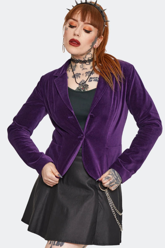 Purple Gothic Alternative Style Velvet Blazer