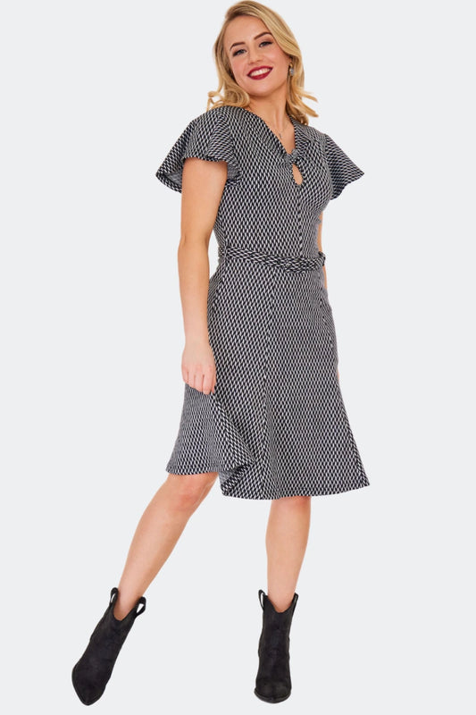 Houndstooth Flare Retro Vintage Style Dress