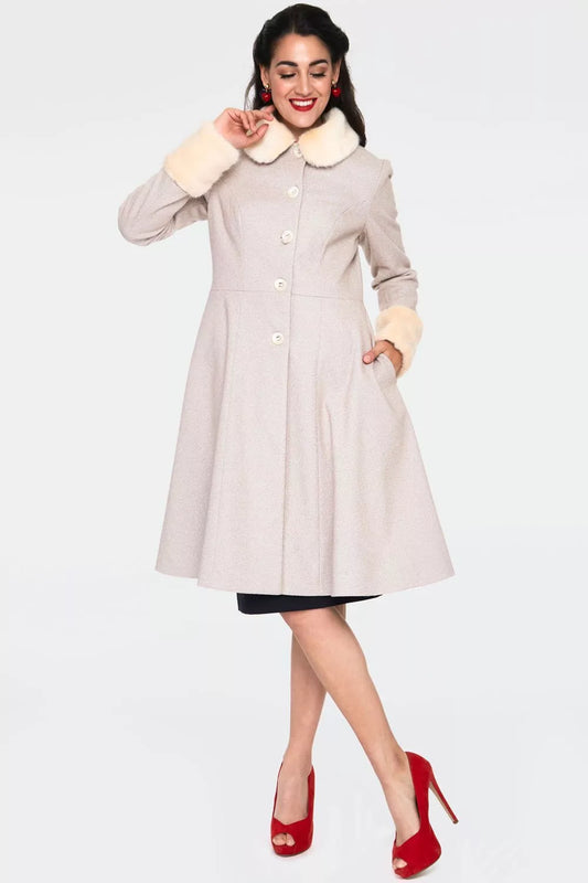 Women Retro Louisa May Sand Long Dress Coat Vintage Style Fashion
