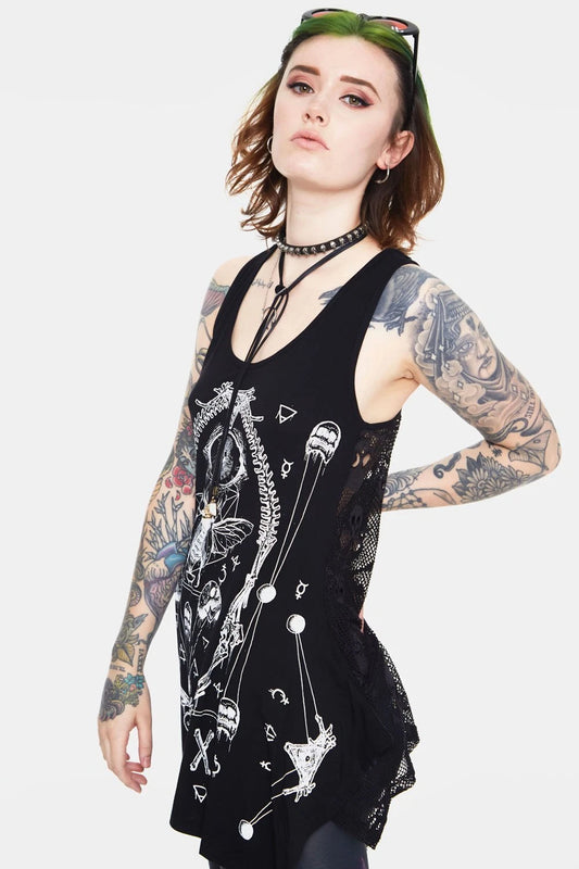 Vitriol Skull Mesh T-Shirt Top Women Ladies Gothic Alternative Fashion Top