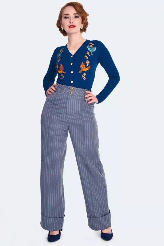 Vintage Style Turn Up Retro Trousers