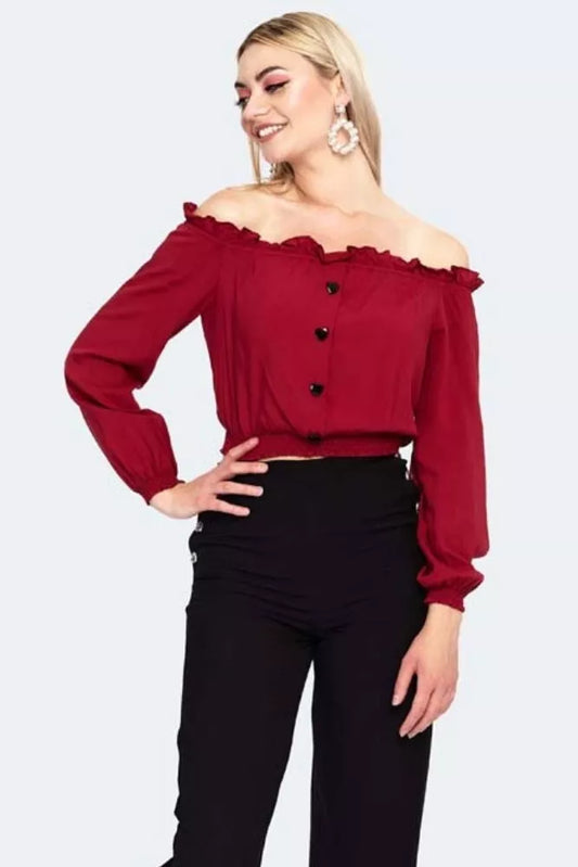 Retro Vintage Off The Shoulder Long Sleeve Style blouse