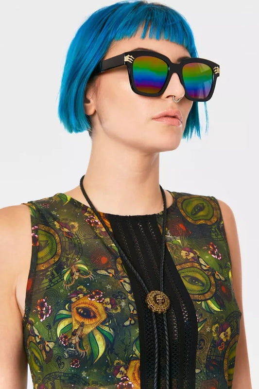 Alternative Fashion Square Sunglasses in Black Gothic Punk Style Beach Summer