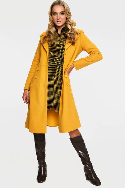 Retro A Line Lapel Coat Vintage Style Women Fashion