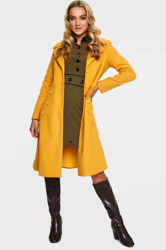 Retro A Line Lapel Coat Vintage Style Women Fashion