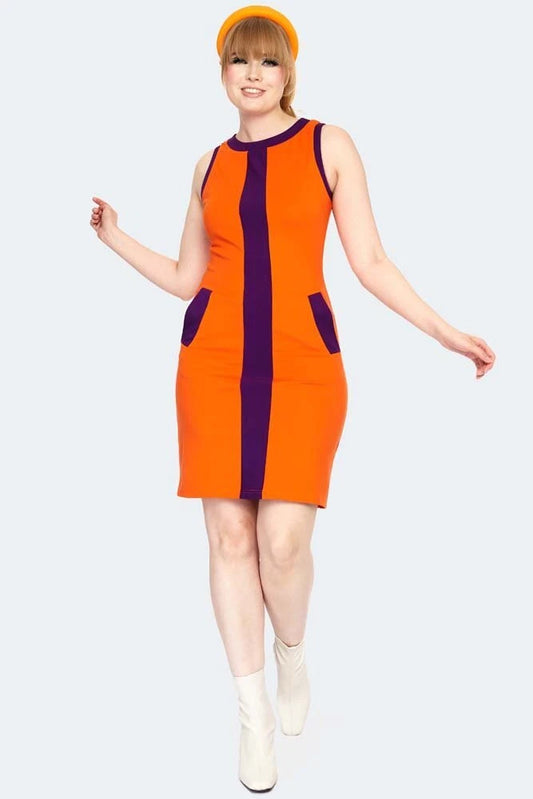 1960s Women Retro Vintage Style Contrast Racer Dress