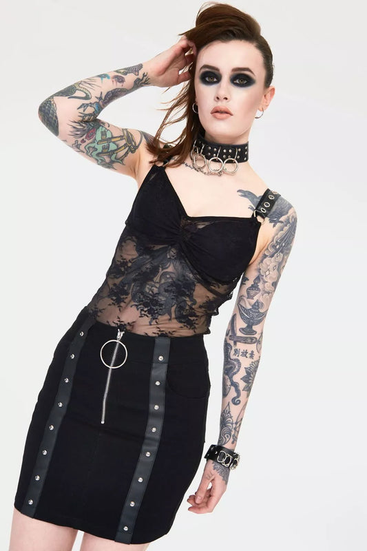 Release Me Black Denim Gothic Alternative Style Skirt