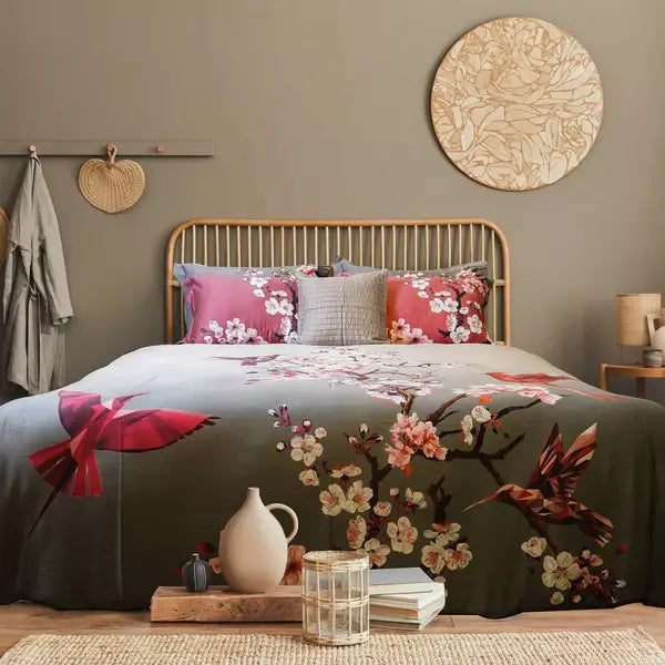 100% Cotton Treetop Duvet Quilt Cover Set in Pink & Grey Premium Quality