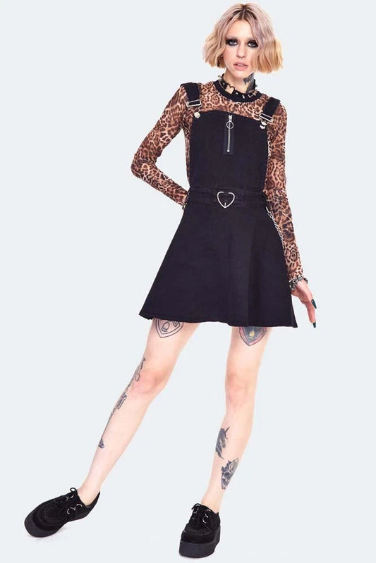 Love Me Right Dungaree Gothic Alternative Style Dress