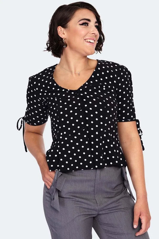 Alice Black Polka Dot Peplum Retro Vintage Style Blouse