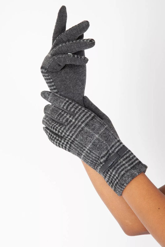 1940s Clara Grey Retro Vintage Style Plaid Gloves