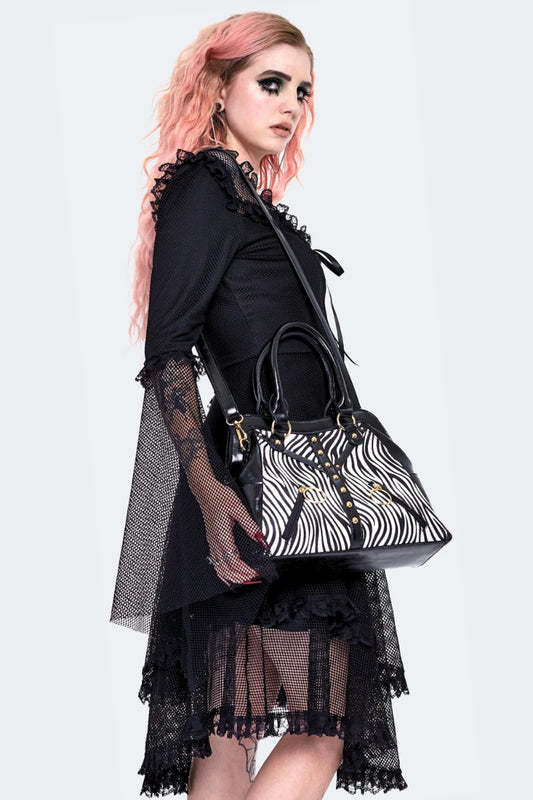 NEW GOTHIC PUNK ALTERNATIVE ZEBRA TOTE BAG HAND BAG