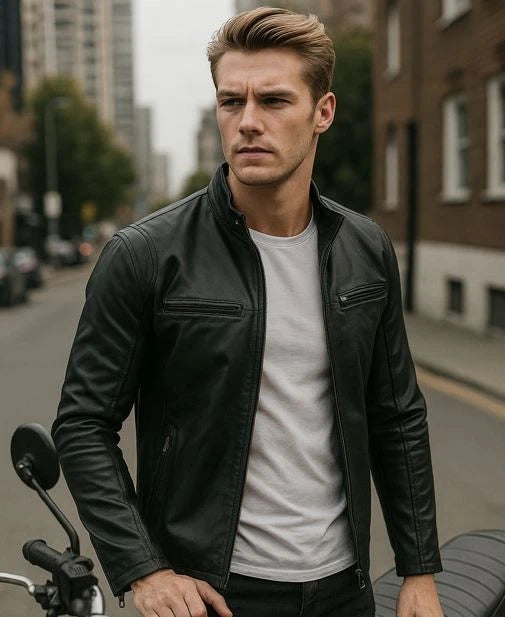 Men Leather Jacket Real Leather Jacket Hooper Style Jacket Sheep Skin Jacket