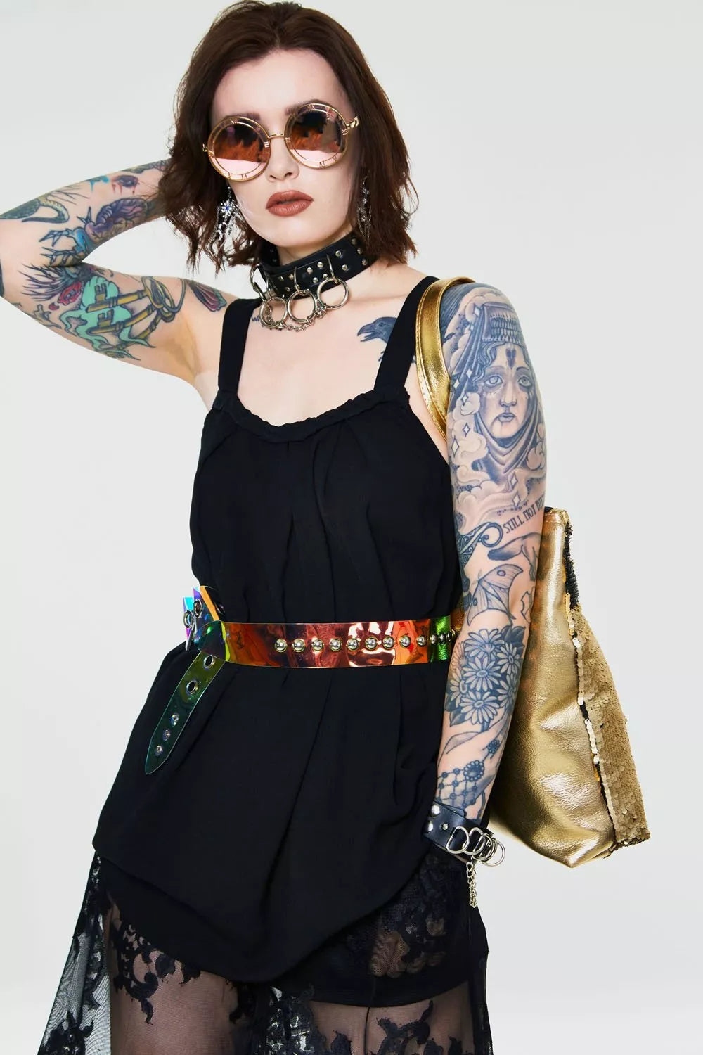 Alternative Crepe Gothic Fashion Top