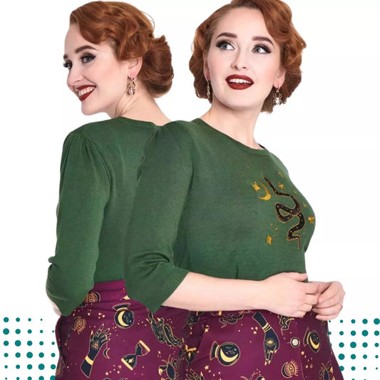 Retro Serpent Embroidered Vintgae Style Sweater