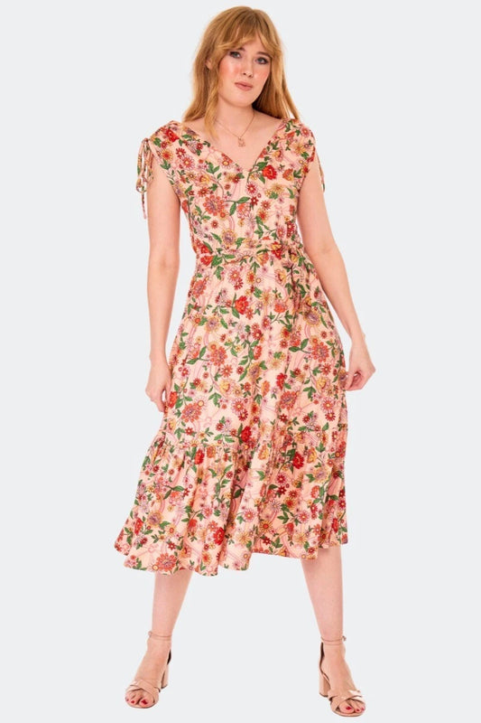 Retro Vintage Rainbow Style Floral Knit Flare Dress