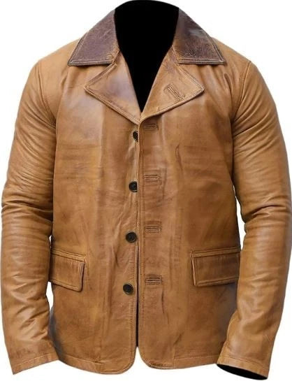 Men Arthur Morgan Red Dead Redemption 2 Tan Brown Costume Cosplay Leather Jacket