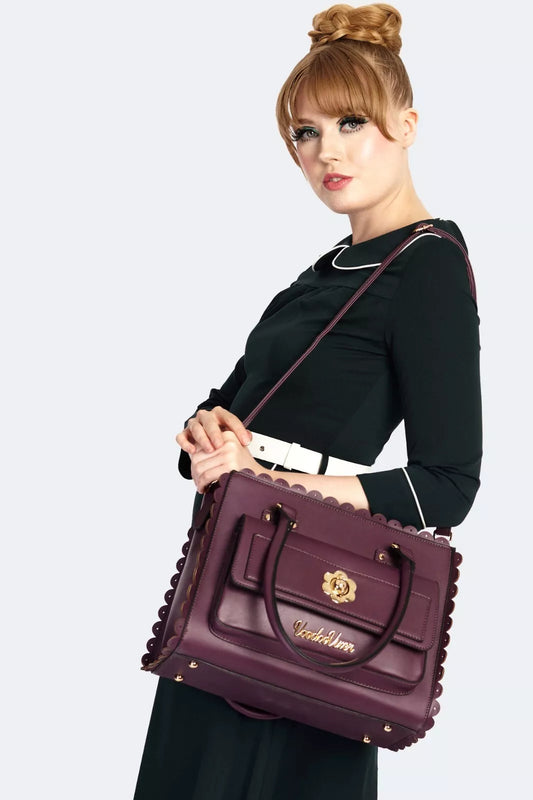 60S Retro Vintage Front Pocket Style Purple Tote Bag