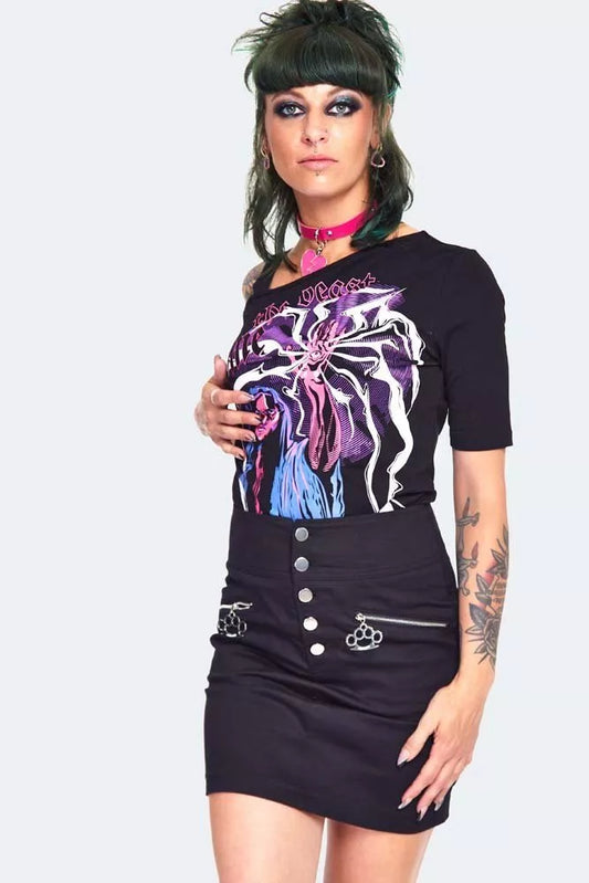 Twill Knuckleduster Mini Gothic Alternative Style Skirt