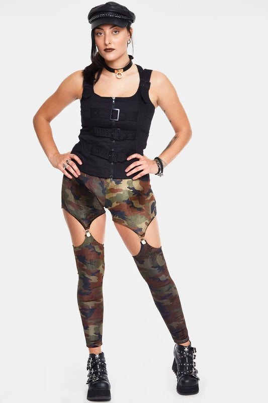 Fight Me Velvet Harness Gothic Alternative Style Leggings