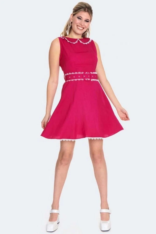 1960s Collared Sleeveless Retro Vintage Style Dress