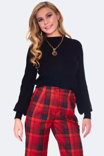 Black Balloon Sleeve High Neck Retro Vintage Style sweater