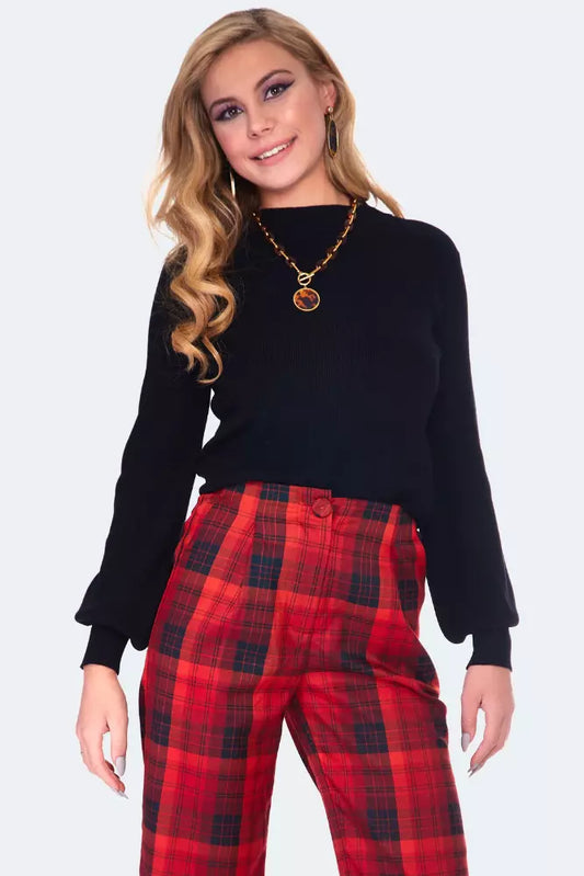Black Balloon Sleeve High Neck Retro Vintage Style sweater