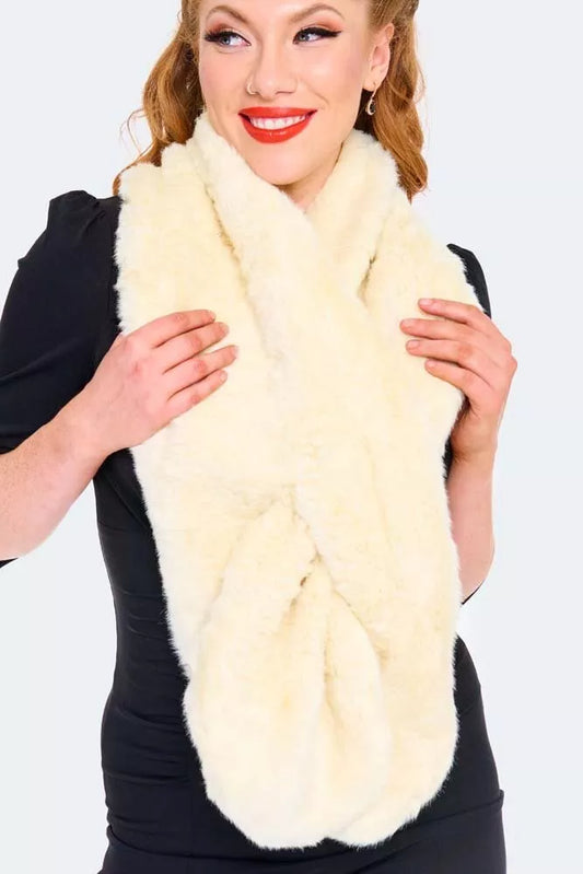 Retro Cream Faux Fur Vintgae style Stole