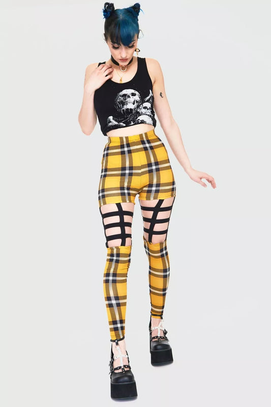 Gothic Plaid Cage Alternative Style Leggings