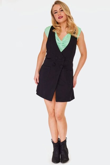 Double-breasted Retro Vintage Style shorts with blazer front