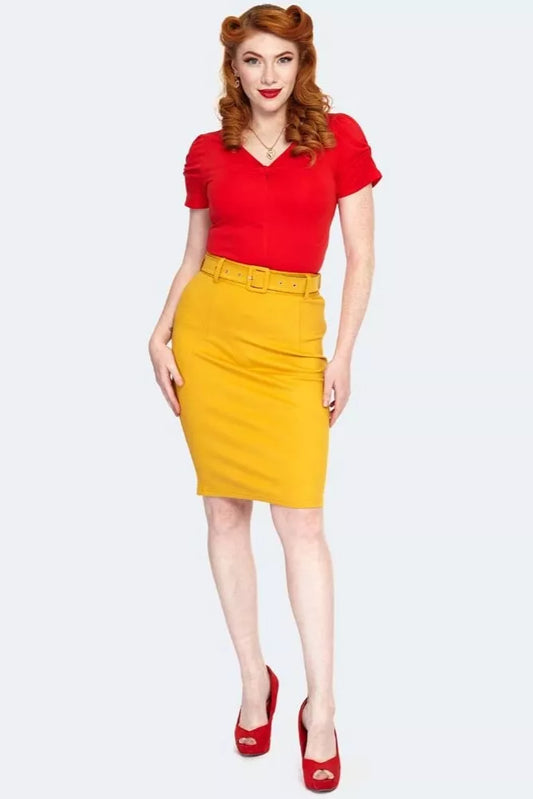 Belted Pencil Retro Vintage Style Skirt