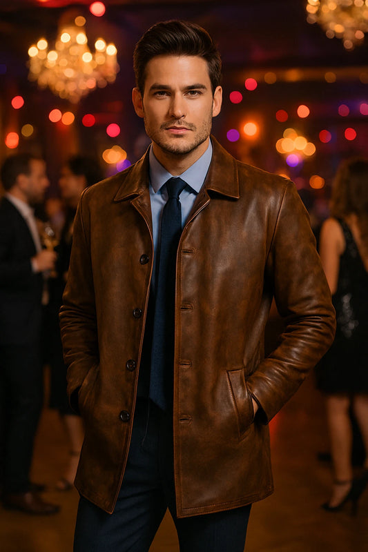 Men's Distressed Supernatural Winchester Brown Real Leather Jacket Coat for HIM