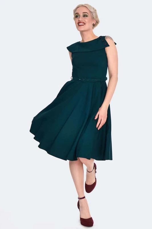 Oversize Collar Retro Flare Vintage Style Dress
