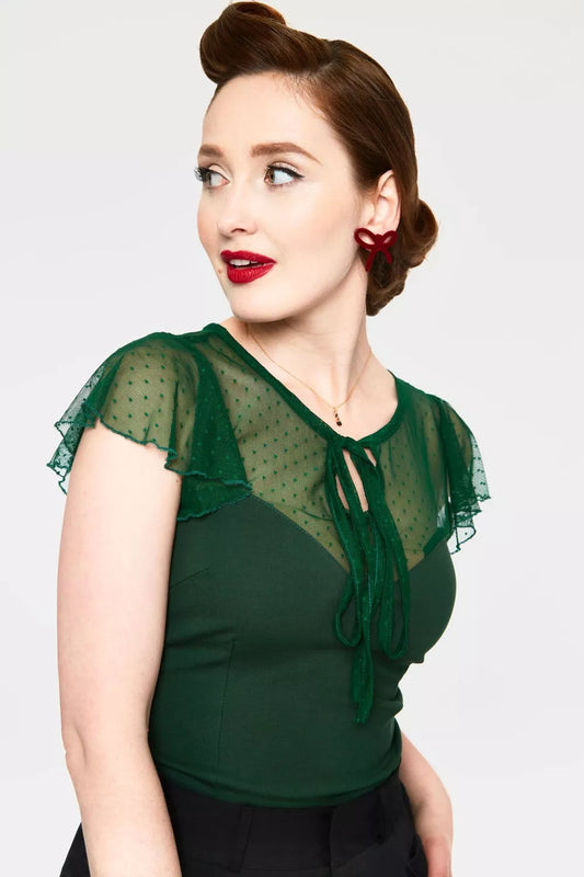 Vintage Style Samantha Green Mesh Retro Curve Top