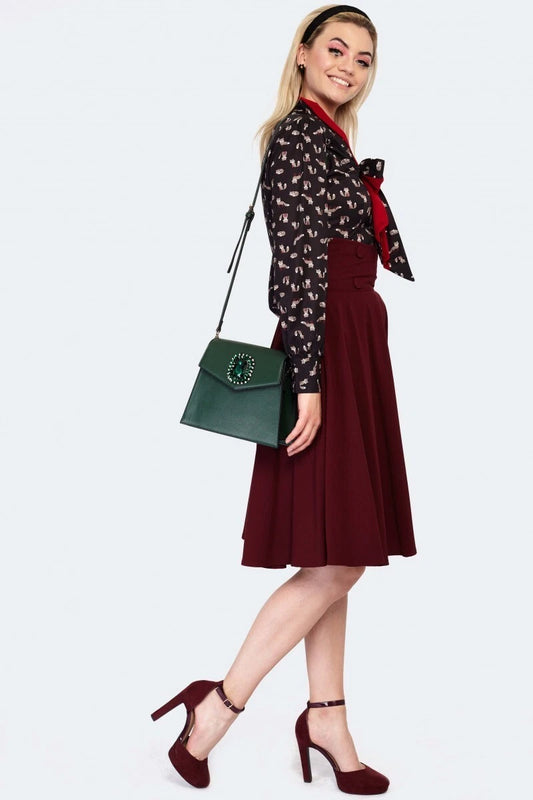 Green Flap Over Retro Vintage Style Shoulder Bag
