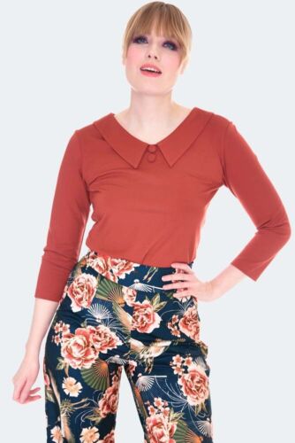 Retro Vintage Wide Collar Rust Style Jersey Top