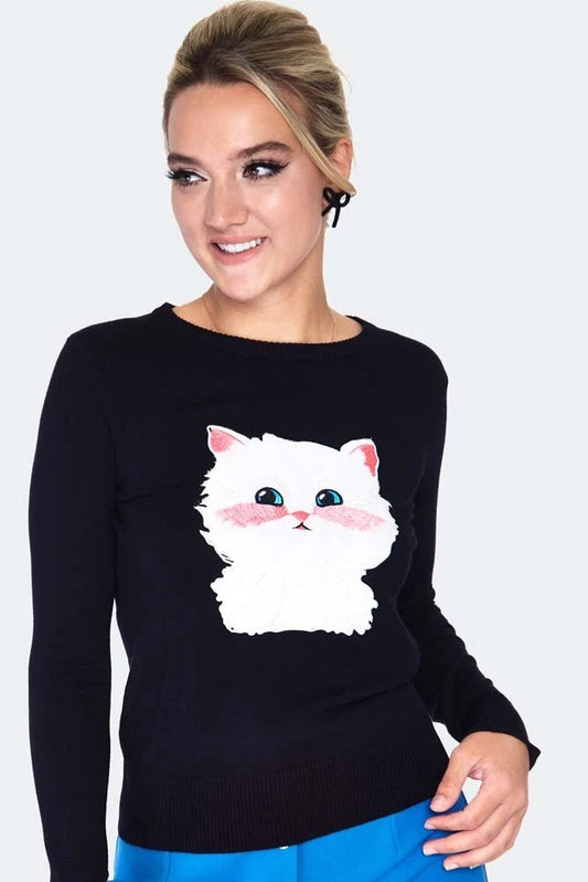Long sleeve kitty sweater Retro Vintage Style