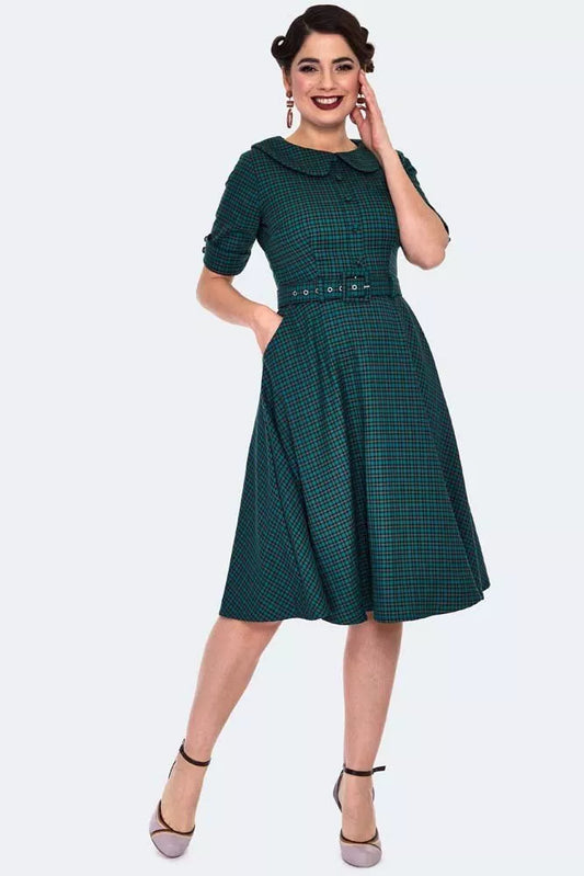 Check Retro Midi Shirt Vintage Style Dress
