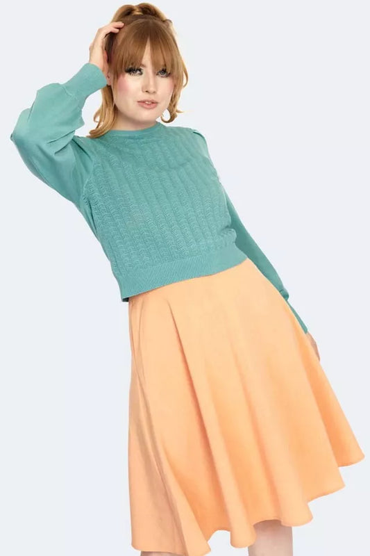 1950s Pleated Vintage Style Sholder Pointelle Retro Sweater