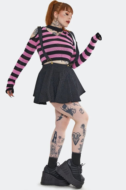 Stripes 'N' Suspenders Gothic Alternative Style Skirt
