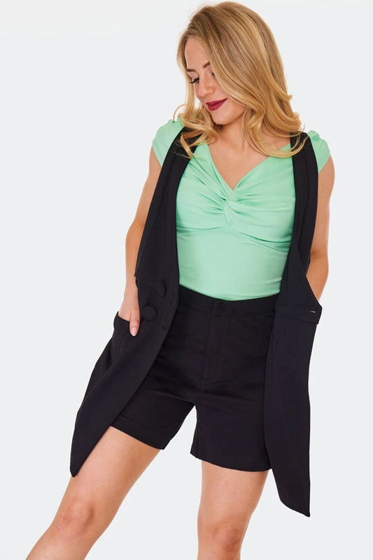 Double-breasted Retro Vintage Style shorts with blazer front