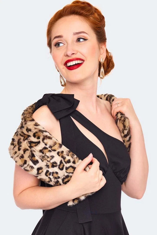 Leopard Faux Fur Retro Vintage Style Stole