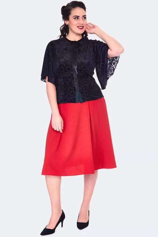 Devore Retro Flutter Sleeve Vintage Style Blouse