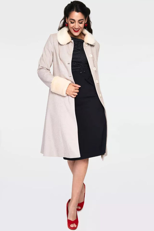 Women Retro Louisa May Sand Long Dress Coat Vintage Style Fashion