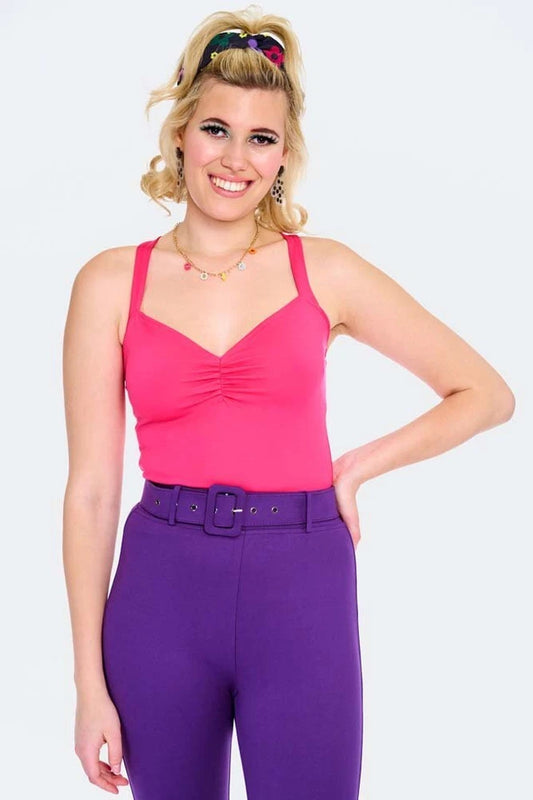 Retro Style Cross Back Jersey Knitted Top Women Sweetheart Neckline Summer Top